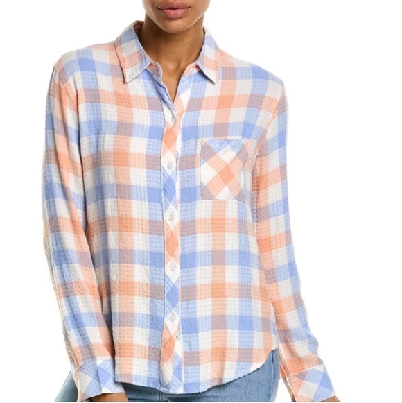 Rails Brady Blue Melon Button Front Long Sleeve Shirt Womens - Picture 6 of 7